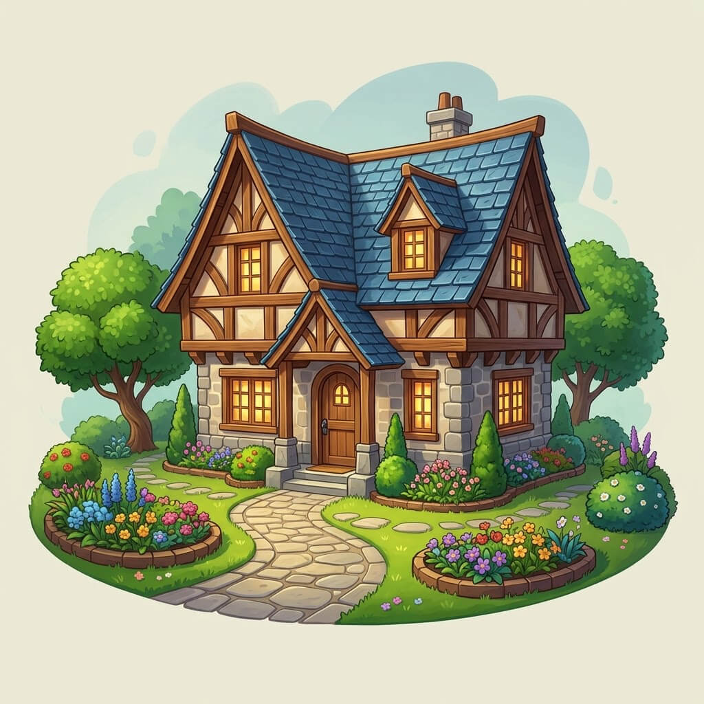 5 Premium 2D Game House Exteriors &ndash Fantasy Homes 2D Game Asset