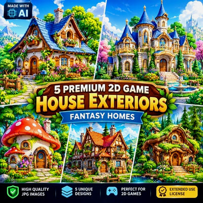 5 Premium 2D Game House Exteriors &ndash; Fantasy Homes