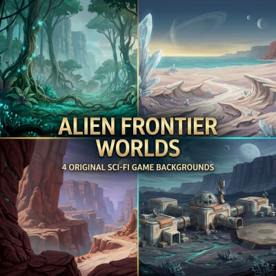 Alien Frontier Worlds – 4 Original Sci-Fi Game Backgro