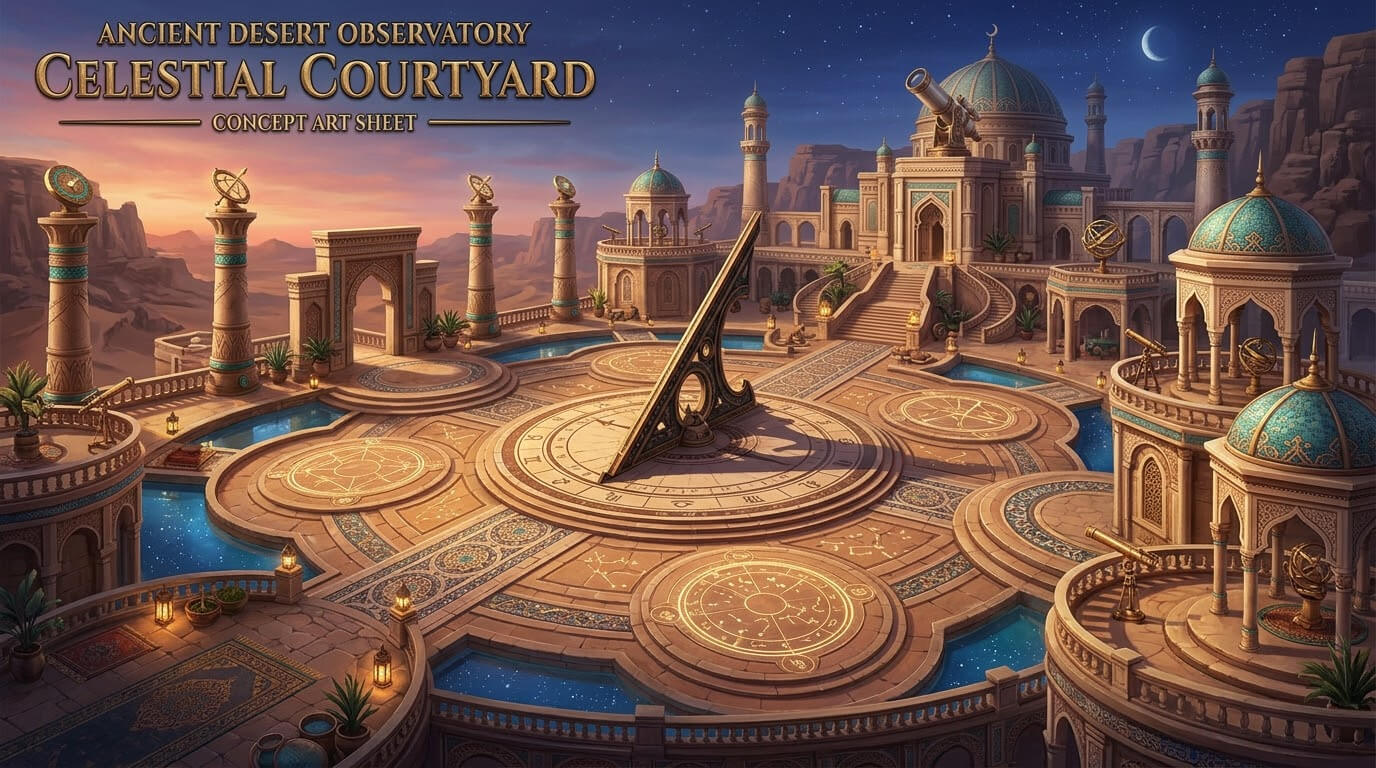 Ancient Desert Observatory 3 Original Game Art Sheets 2D Game Asset