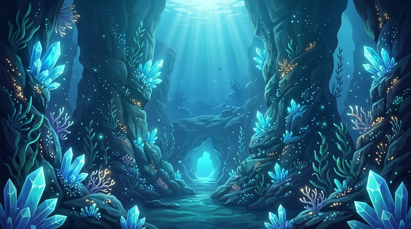 Bioluminescent Ocean Realm 3 Original 2D Game Backgrounds 2D Game Asset