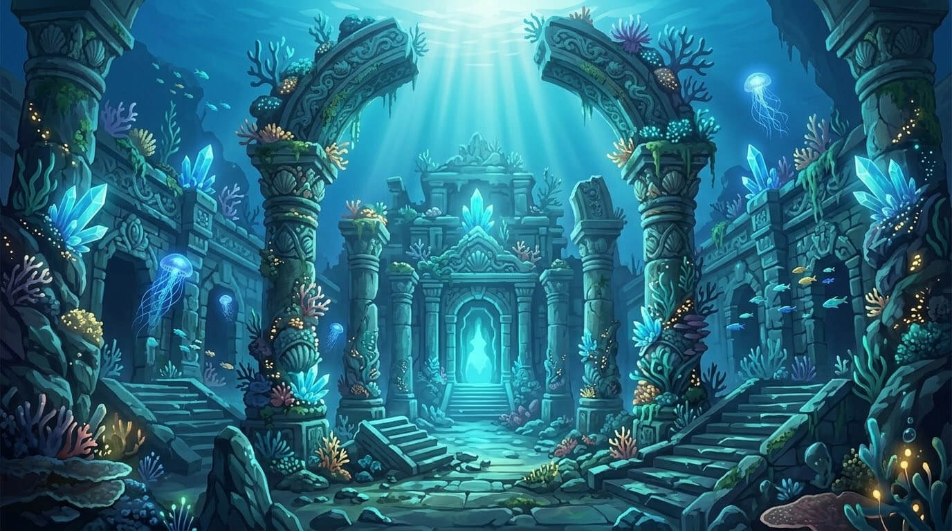 Bioluminescent Ocean Realm 3 Original 2D Game Backgrounds 2D Game Asset