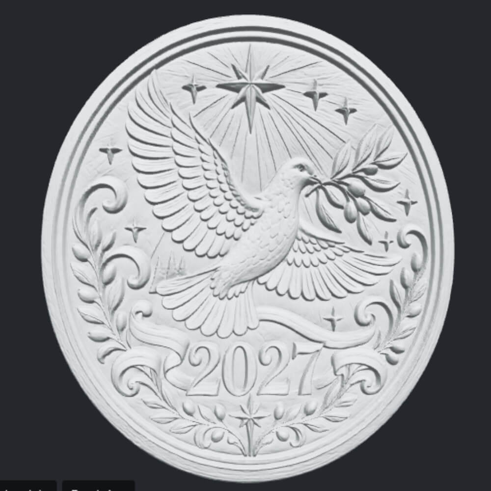 2027 Dove of Peace CNC Wood Carving STL 3D Relief Model 3D Model