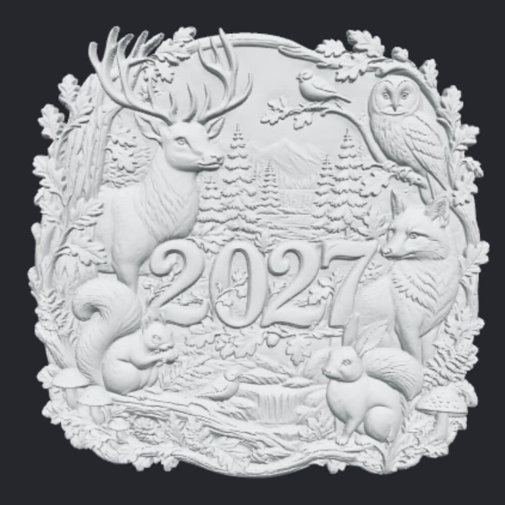2027 Woodland Animals CNC Wood Carving STL 3D Relief Model 3D Model