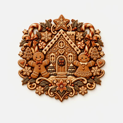 Christmas Gingerbread House CNC Wood Carving STL 3D Relief