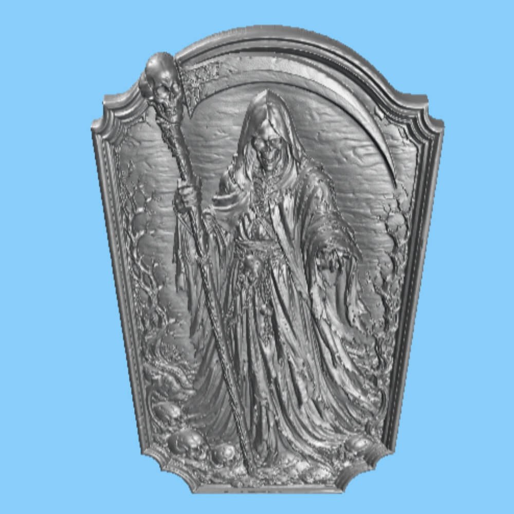 Grim Reaper CNC Bas Relief STL Skull Gothic 3d Wall Art 3D Model