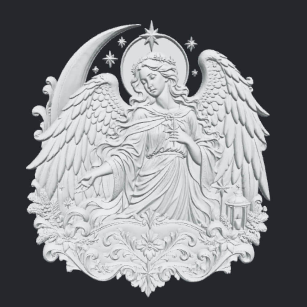 Guardian Angel CNC Wood Carving STL 3D Relief Model 3D Model