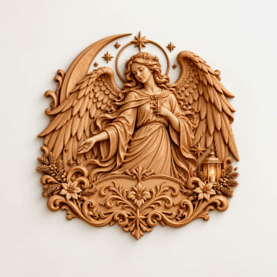 Guardian Angel CNC Wood Carving STL 3D Relief Model
