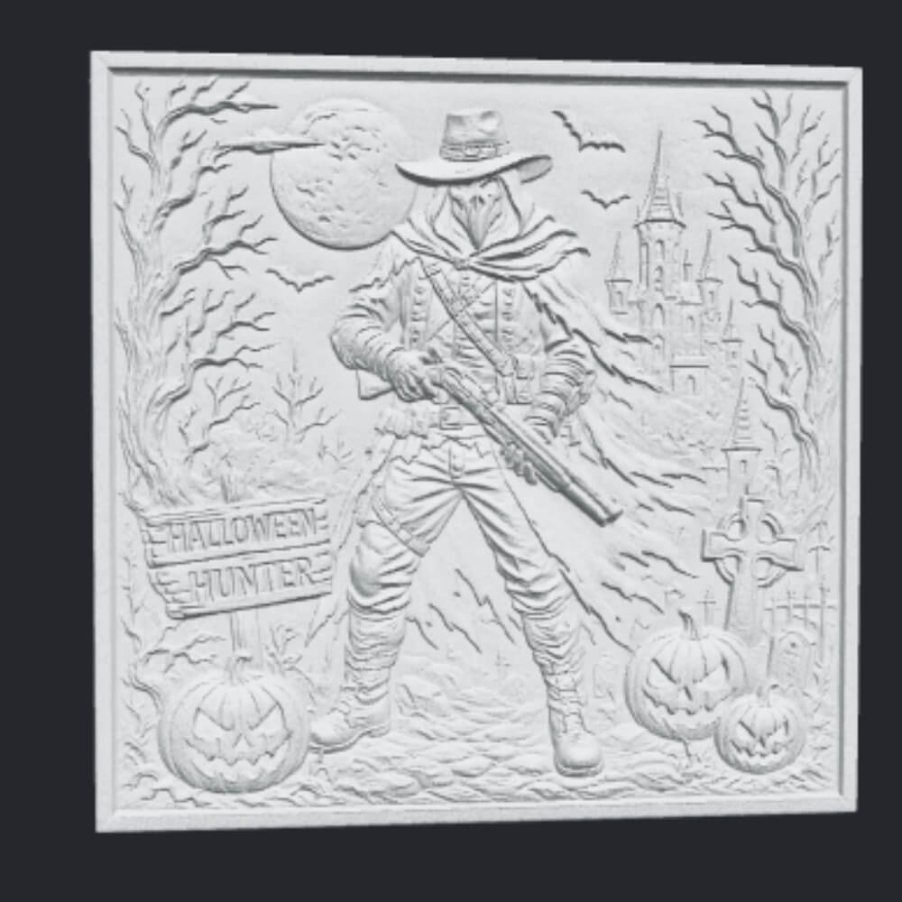 Halloween Hunter Gothic Wall Art Spooky Dark Fantasy Decor 3D Model