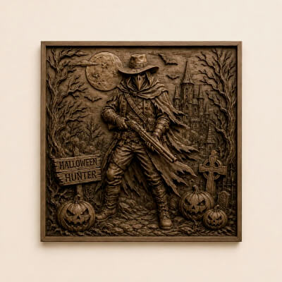 Halloween Hunter Gothic Wall Art Spooky Dark Fantasy Decor