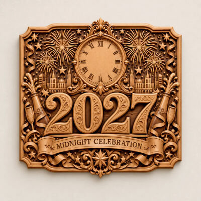 New Year 2027 Stained Glass Pattern SVG PDF New Year Decor