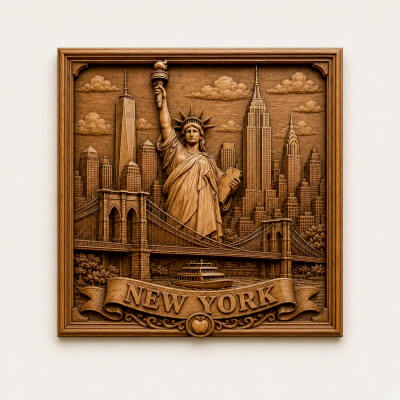 New York City Statue of Liberty 3D Wood Wall Art Decor 3D Model