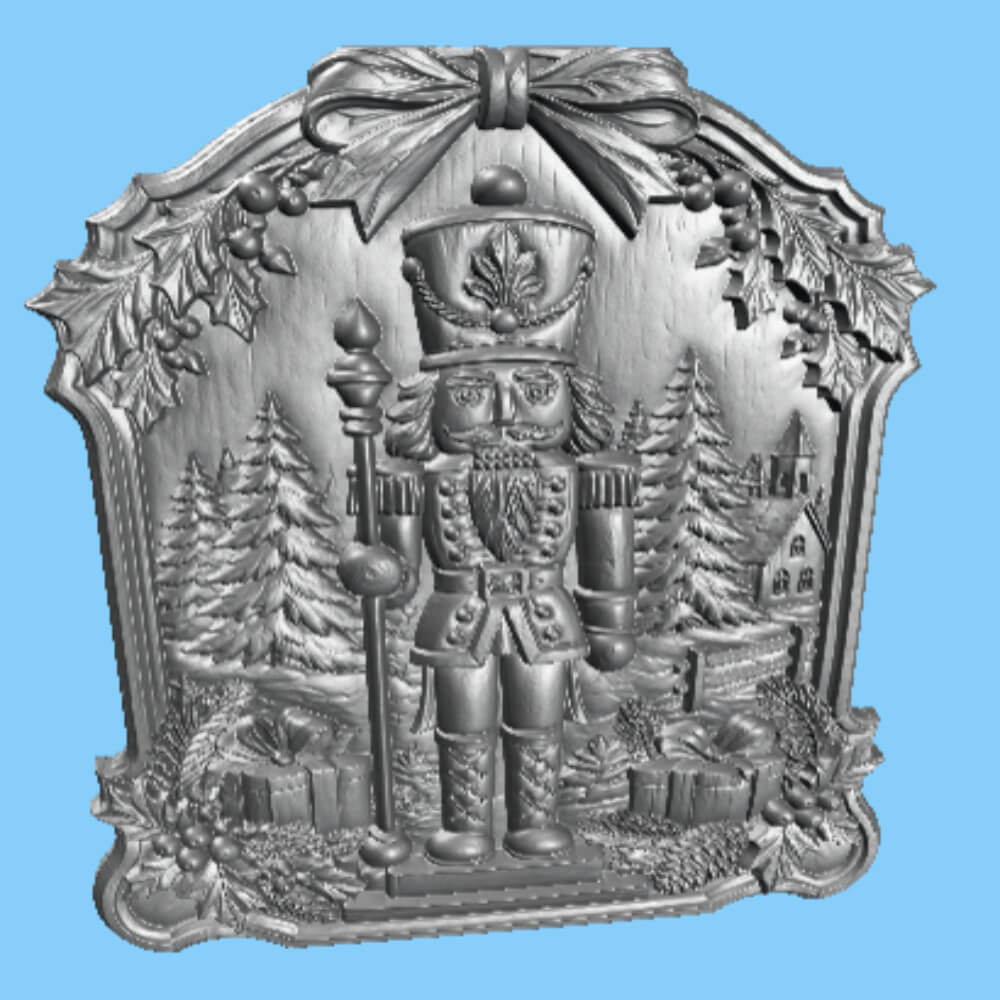 Nutcracker Soldier Christmas Wall Art Rustic Wooden Holiday 3D Model