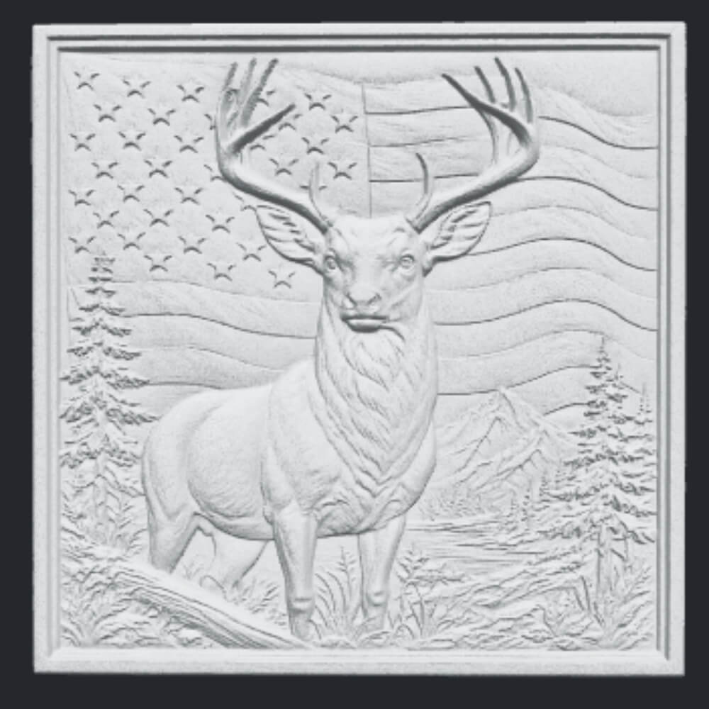 Patriotic Deer Wall Art American Flag Wildlife Rustic Wood 3D Model