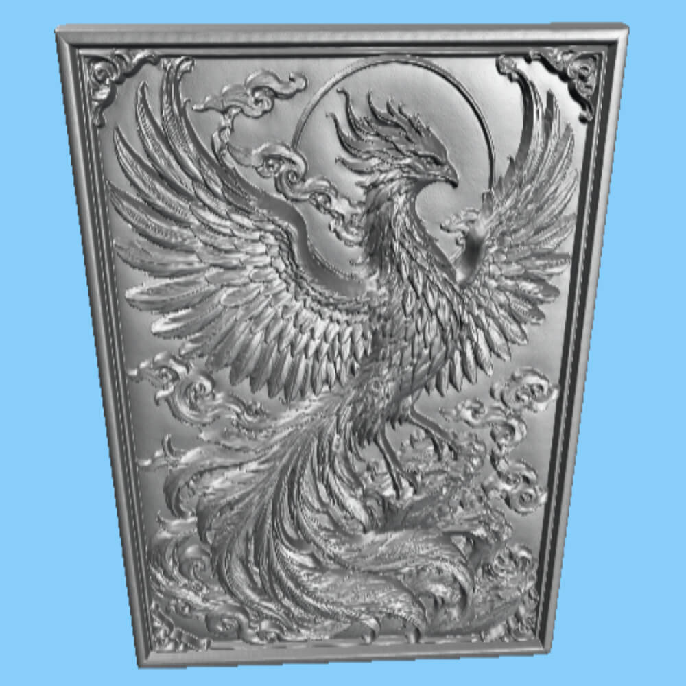 Phoenix Bird CNC Bas Relief STL Mythical Firebird Wood Art 3D Model