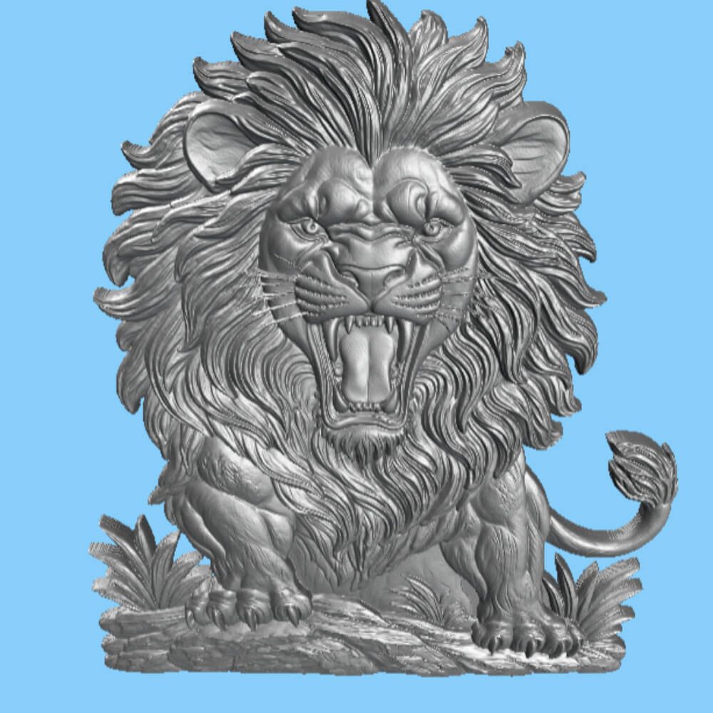 Roaring Lion Wooden Wall Art Wildlife Sculpture Rustic Deco 3D Model