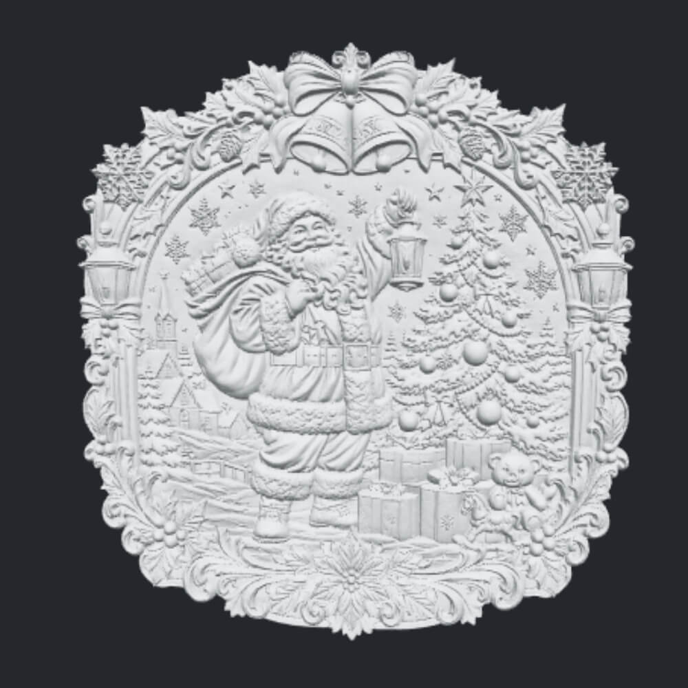 Santa Claus Christmas Tree CNC Wood Carving STL 3D Relief mo 3D Model