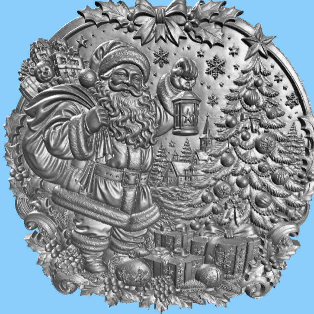 Santa Claus Christmas Tree STL File 3D Relief for CNC Carvin 3D Model