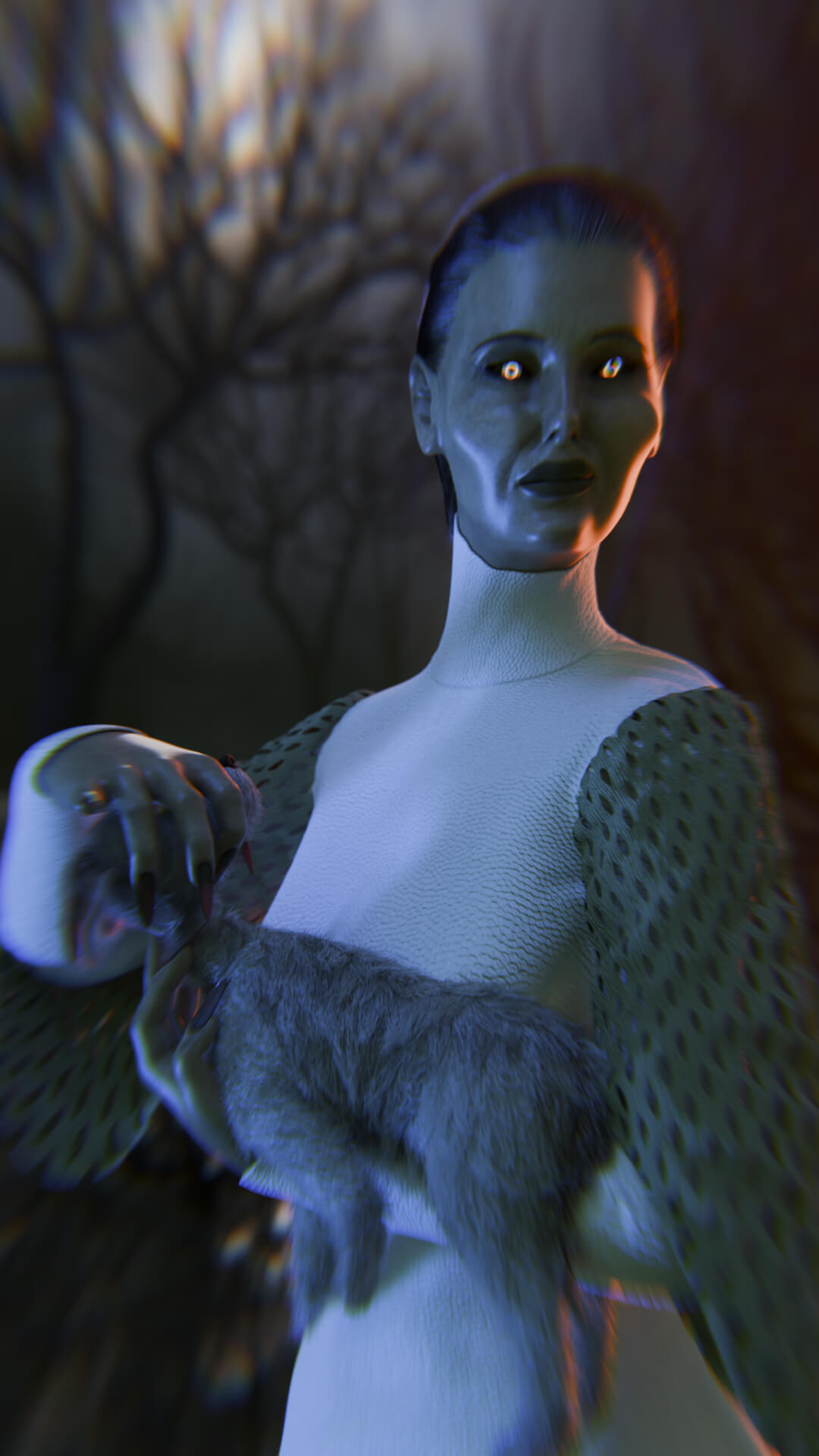 Lady with a Dog 3D Render, Digital Artwork by Baszczer