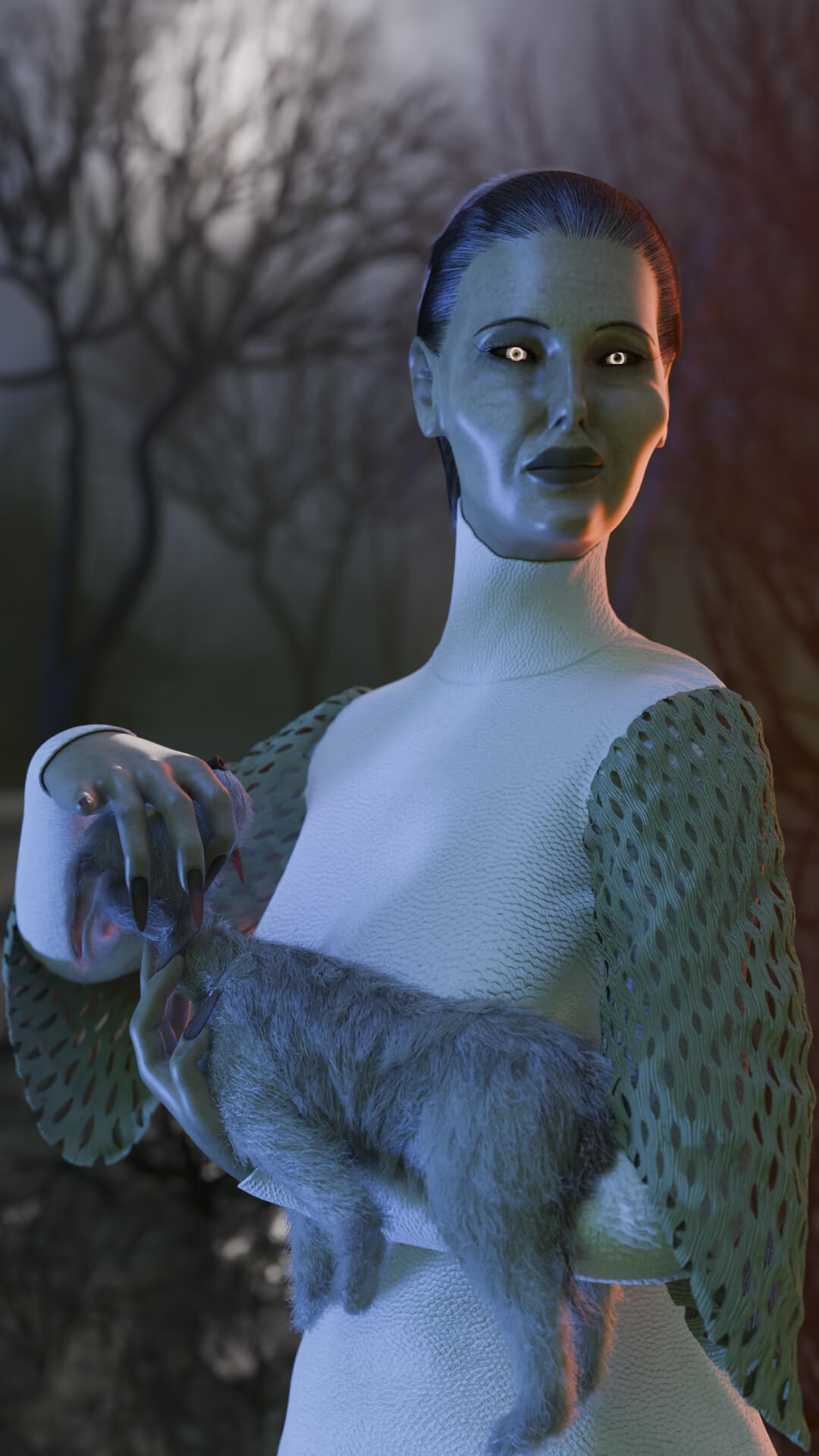 Lady with a Dog 3D Render, Digital Artwork by Baszczer