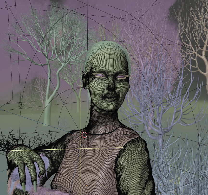 Lady with a Dog 3D Render, Digital Artwork by Baszczer