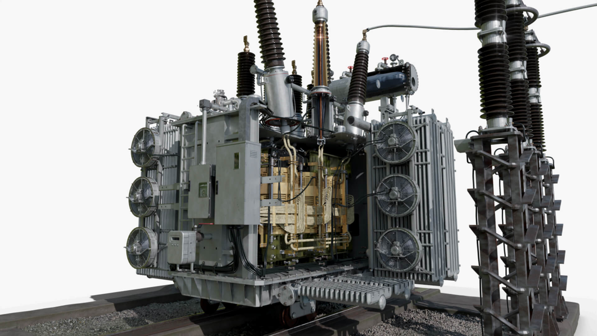 Inside Power Transformer Distribution 3D Model