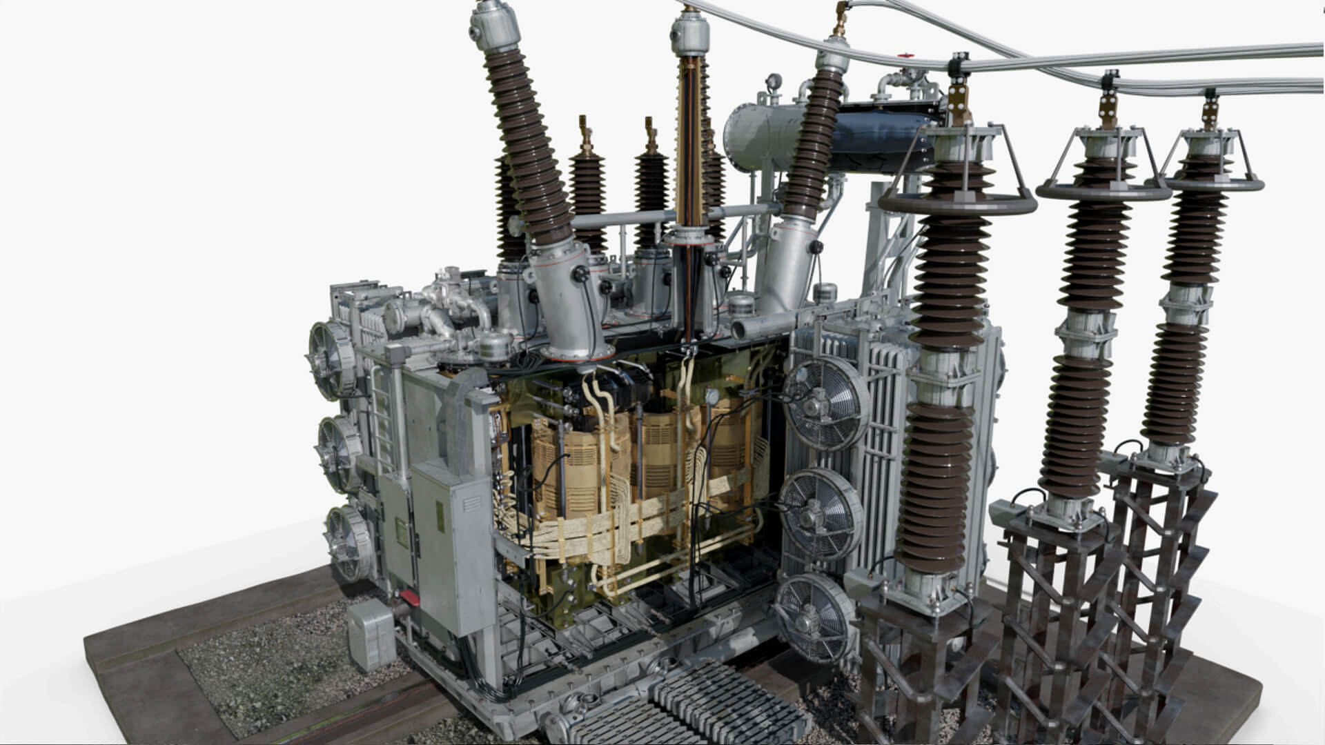 Inside Power Transformer Distribution 3D Model