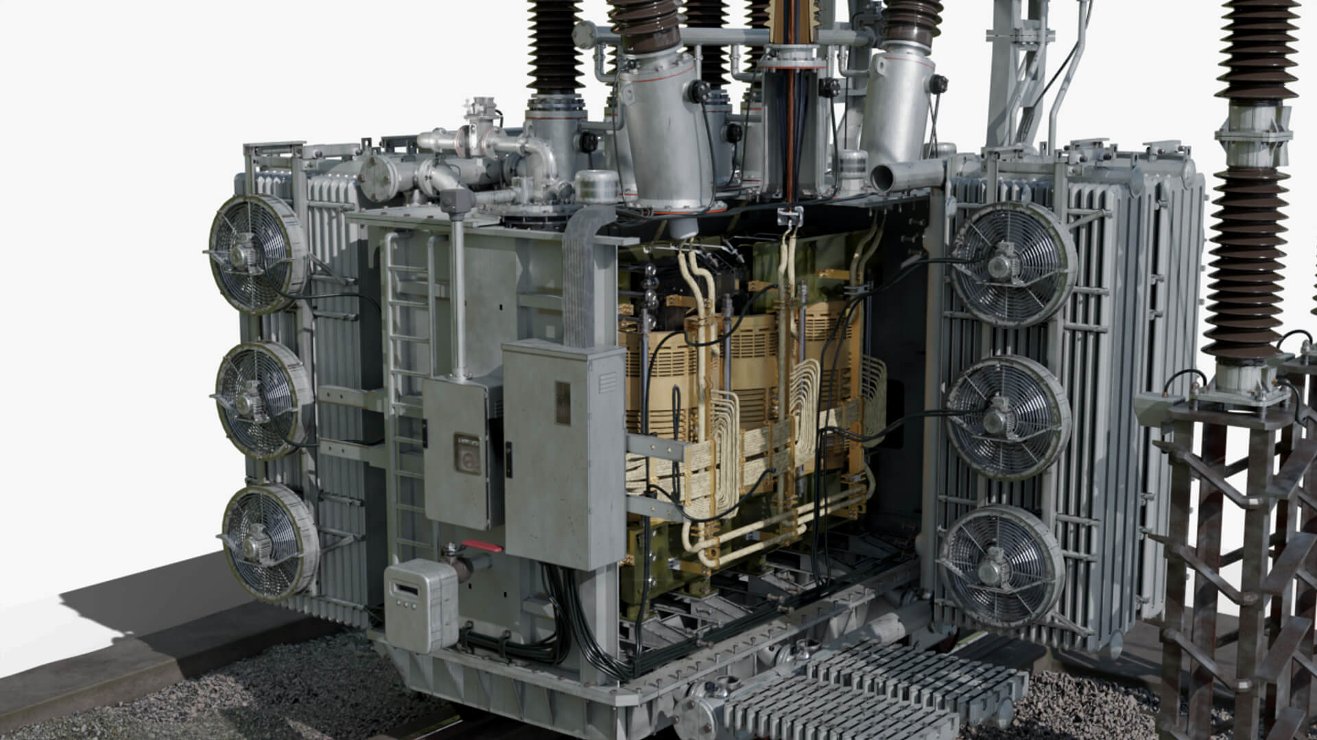 Inside Power Transformer Distribution 3D Model