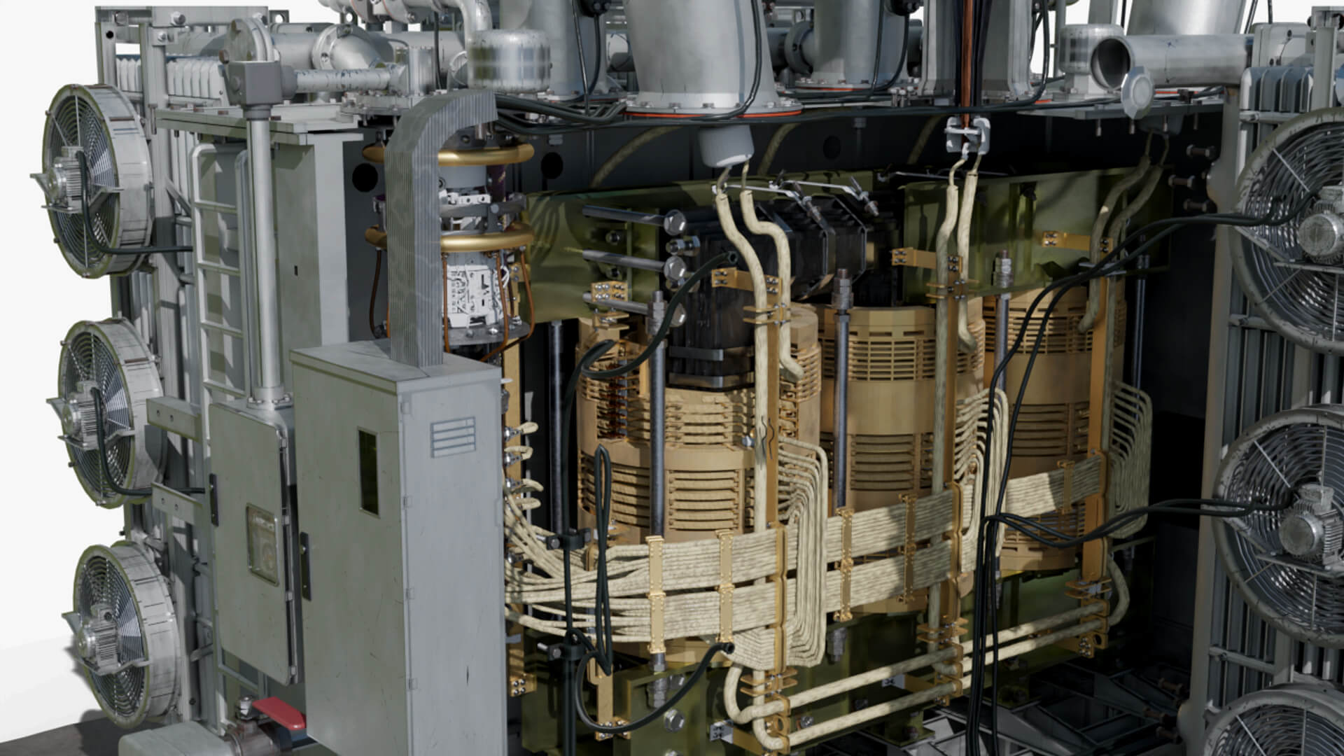 Inside Power Transformer Distribution 3D Model