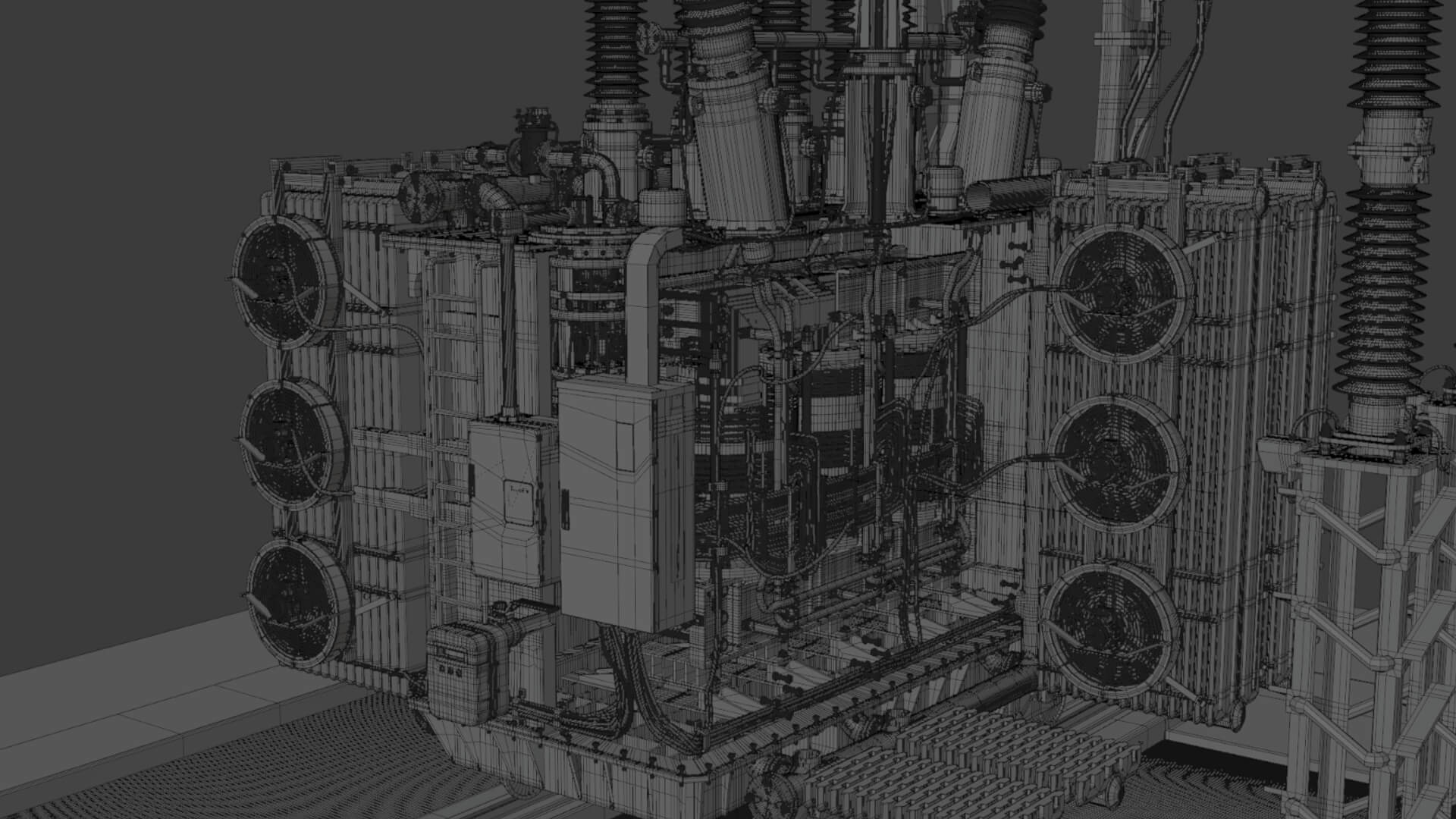 Inside Power Transformer Distribution 3D Model