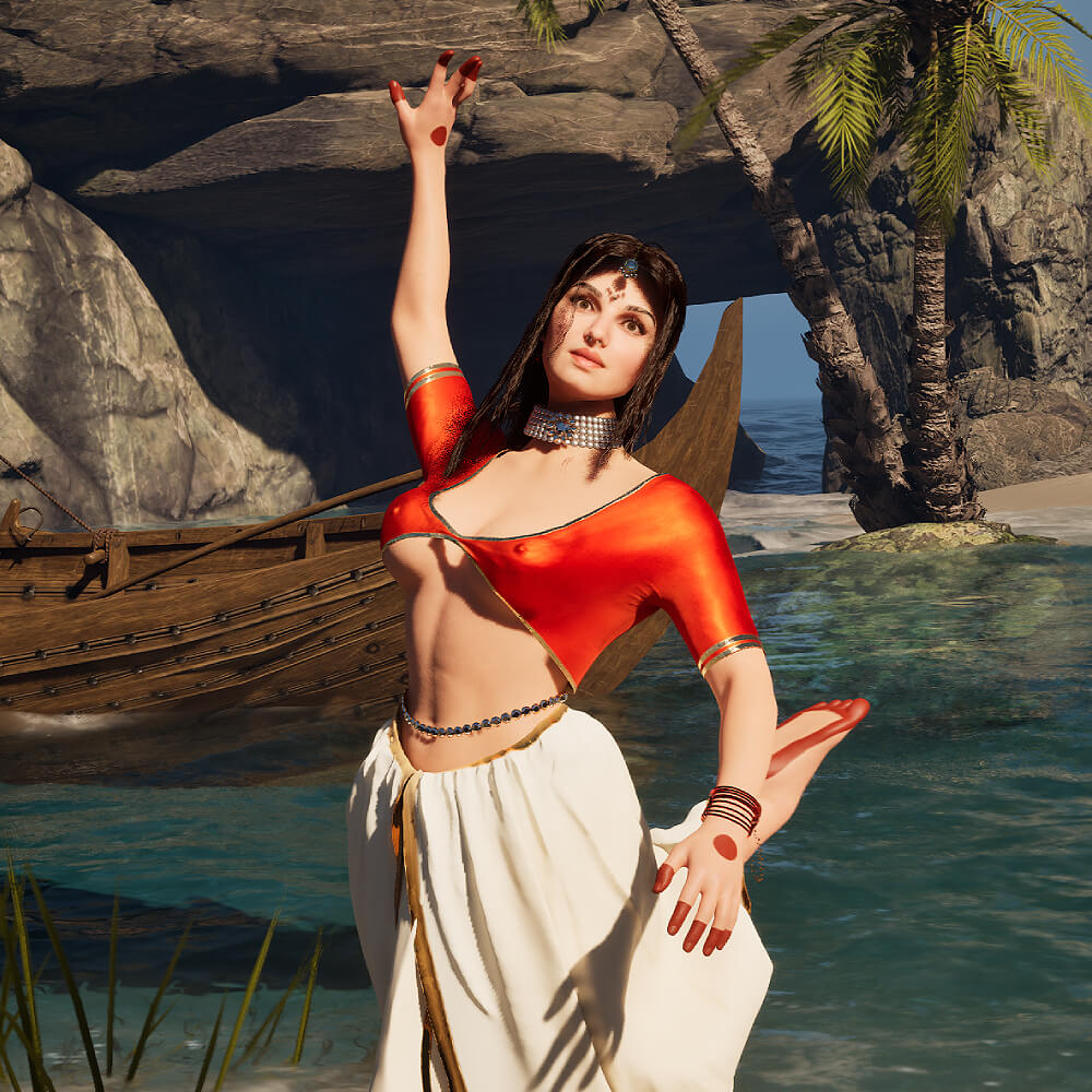 Indian Grace The Coastal Oasis 3D Render, Digital Artwork by bickibarick18