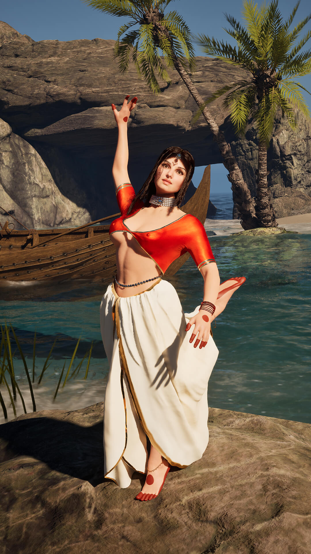 Indian Grace The Coastal Oasis 3D Render, Digital Artwork by bickibarick18
