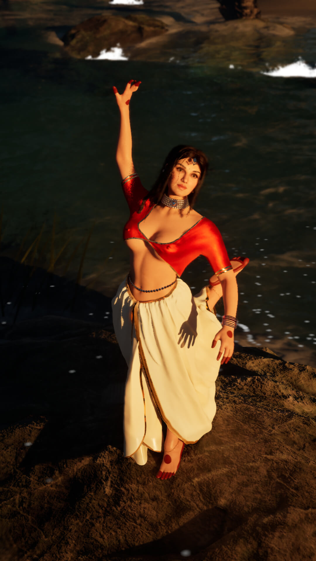Indian Grace The Coastal Oasis 3D Render, Digital Artwork by bickibarick18