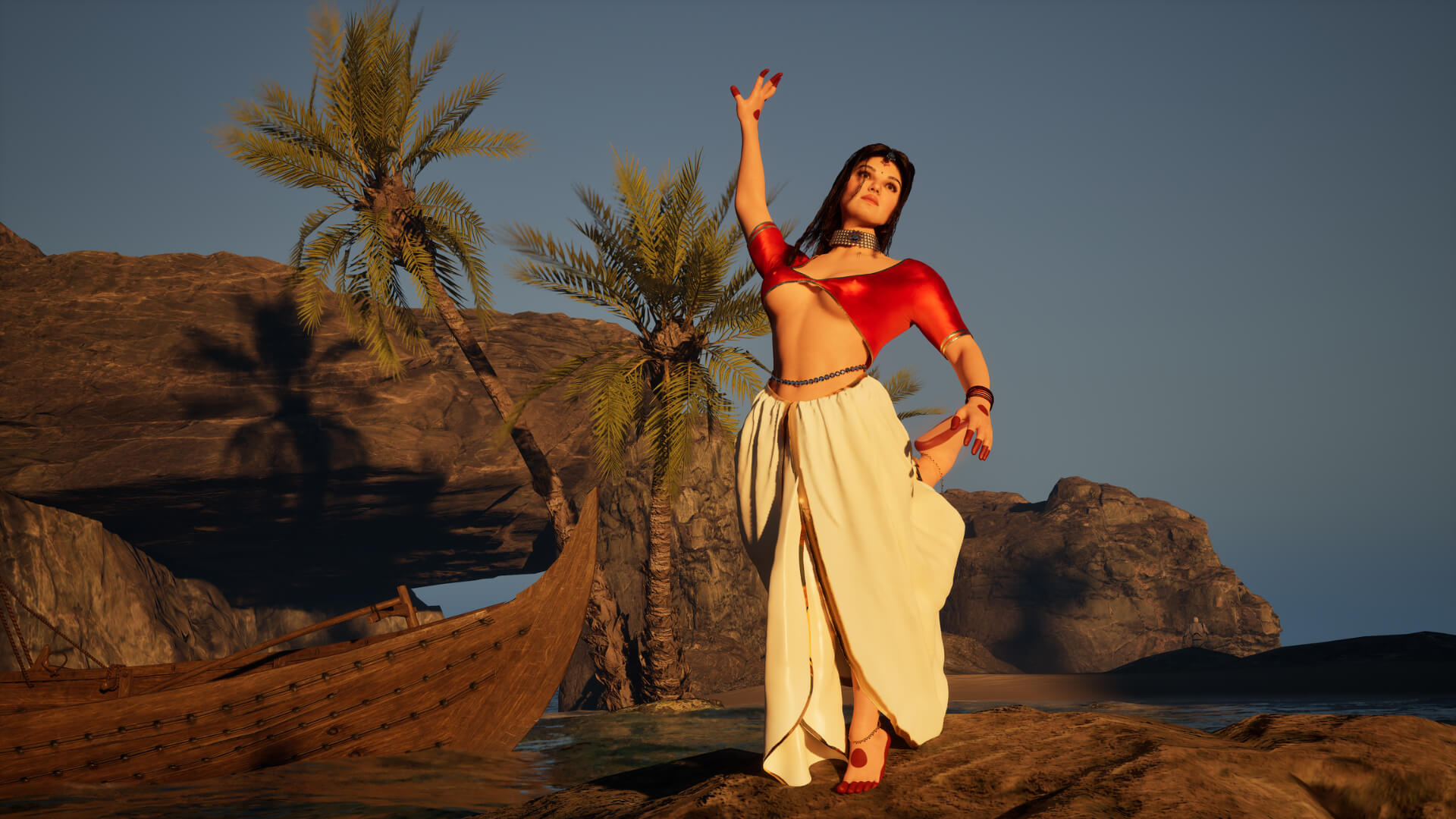 Indian Grace The Coastal Oasis 3D Render, Digital Artwork by bickibarick18