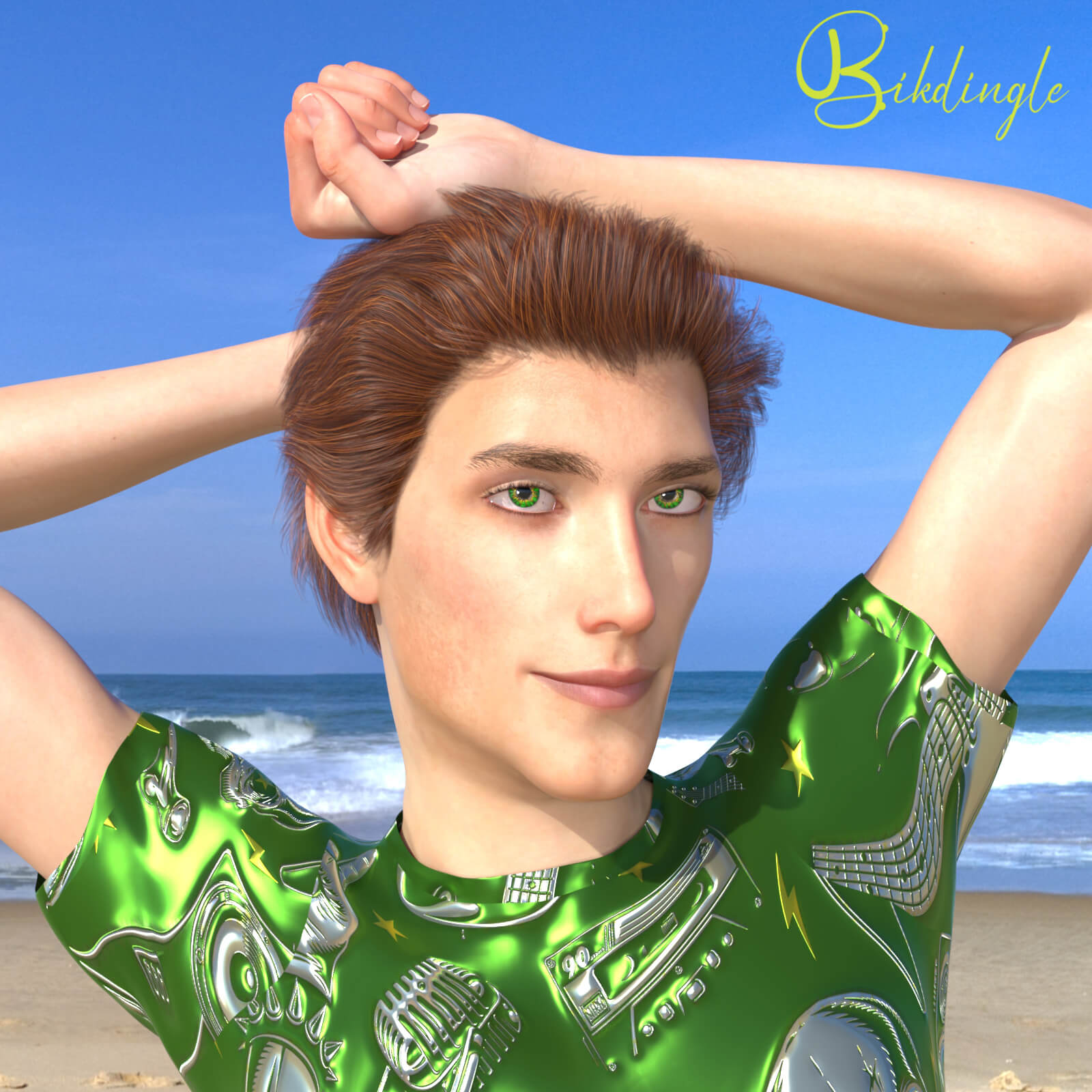 Basil at the Beach 3D Render, Digital Artwork by bikdingle