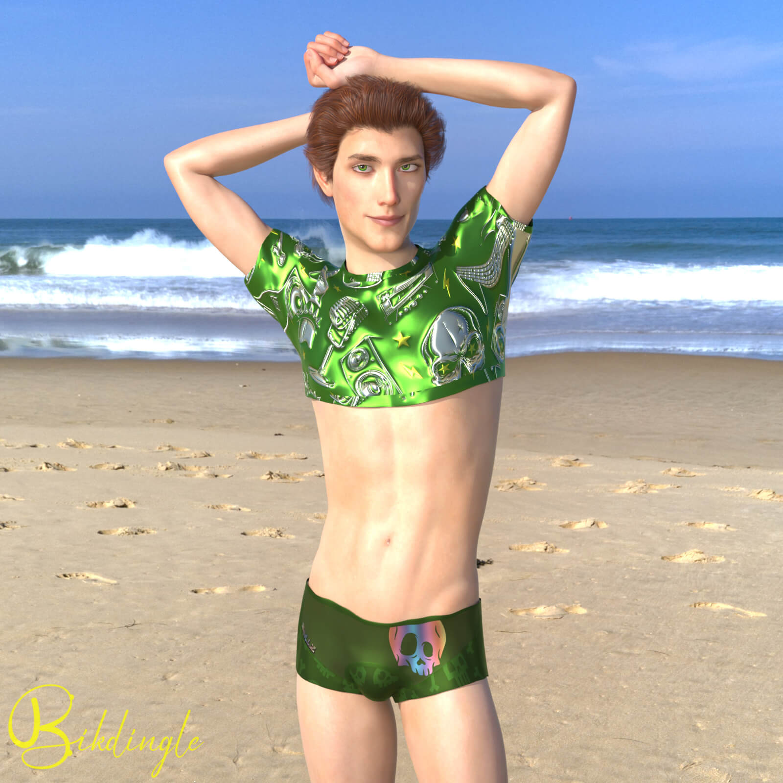 Basil at the Beach 3D Render, Digital Artwork by bikdingle