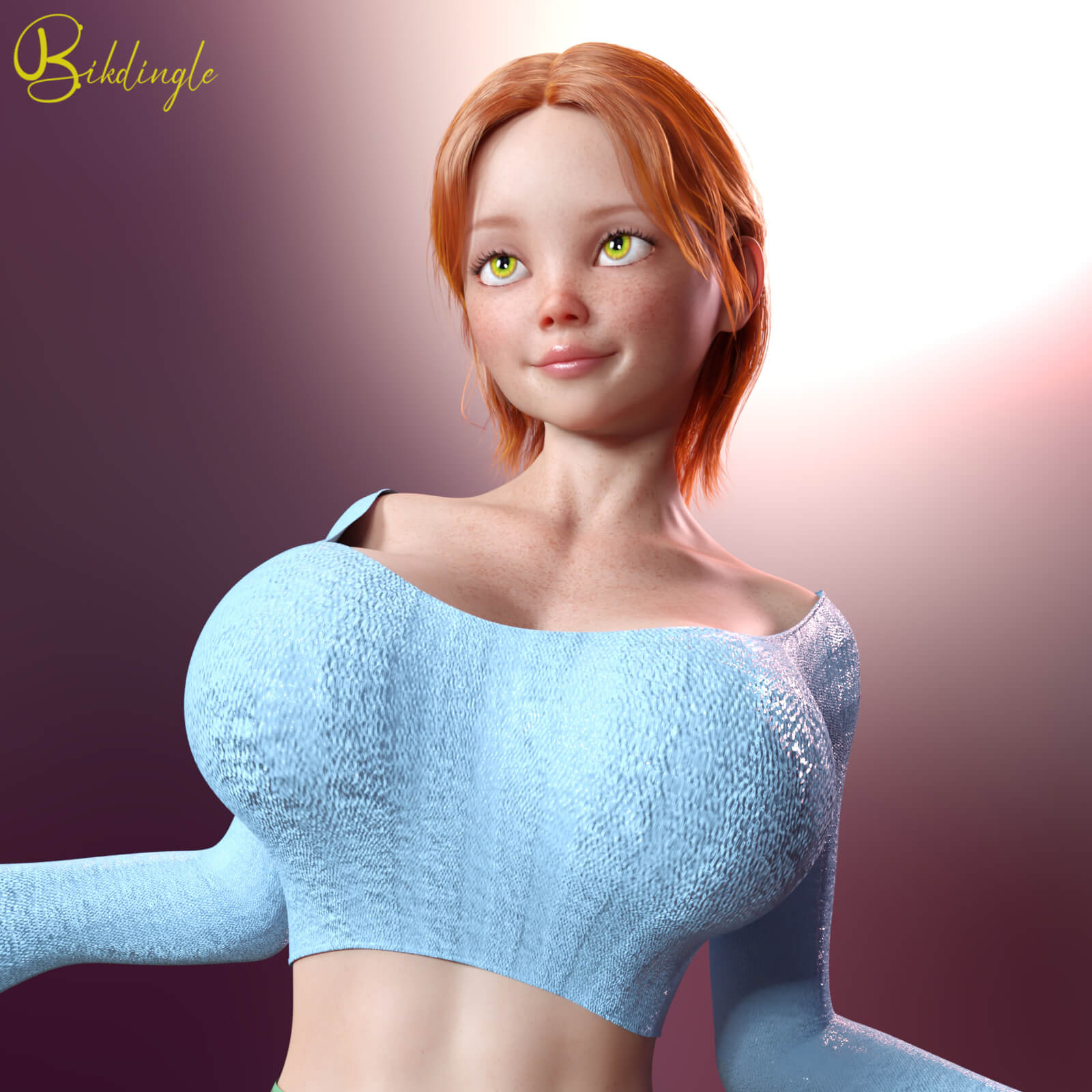 Nommy - Autumn Crop Top Sweater for G8f 3D Render, Digital Artwork by bikdingle