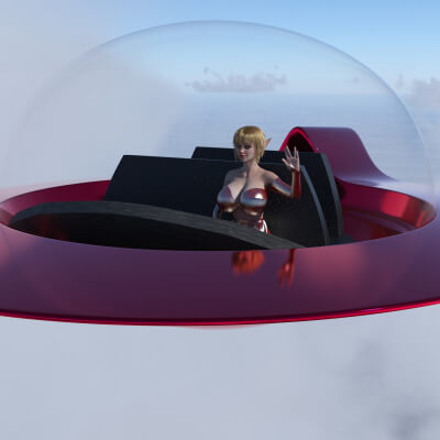 Tyani in the Jetrock Flying Car 3D Wallpaper