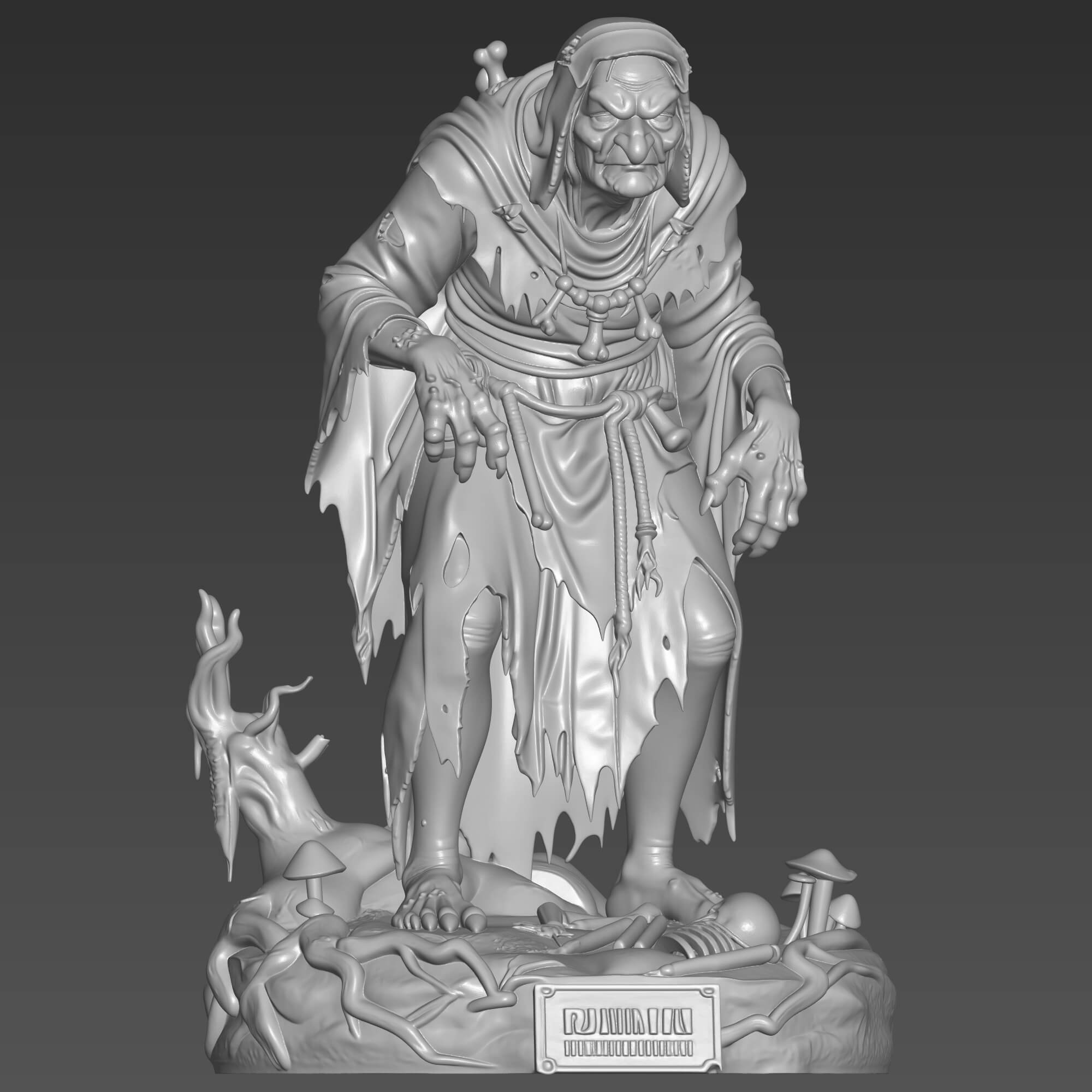 Baba Yaga 3D STL File - Forest Witch Miniature 3D Model