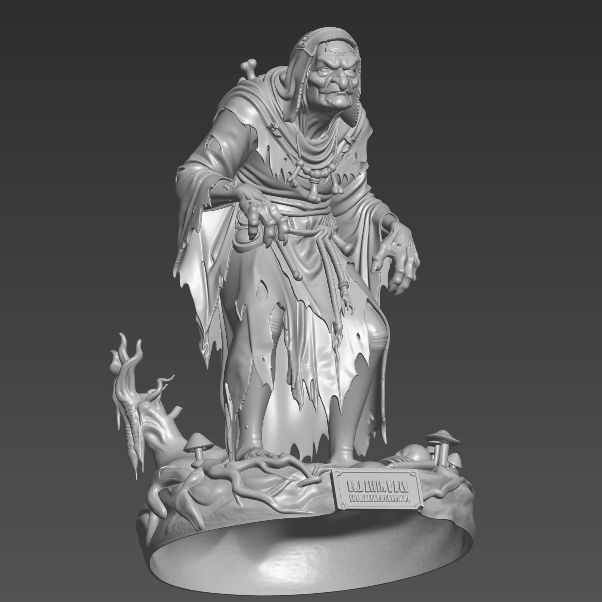 Baba Yaga 3D STL File - Forest Witch Miniature 3D Model