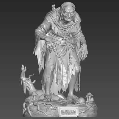 Baba Yaga 3D STL File - Forest Witch Miniature