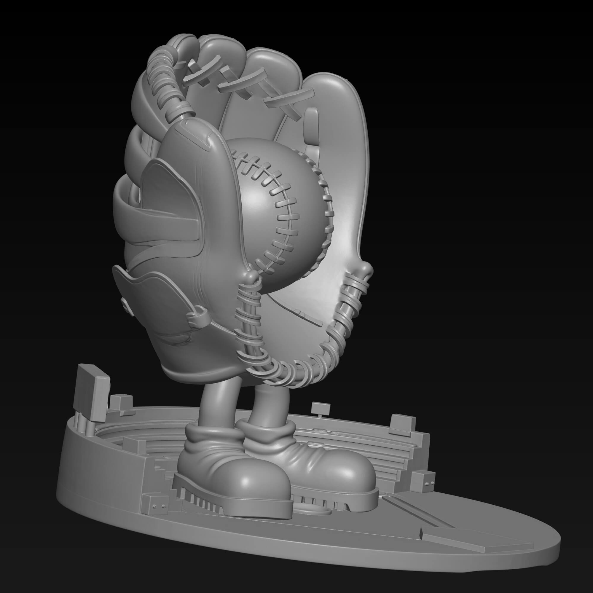 Baseball Stadium Character 3D Print Model Cute Sports Mascot 3D Model