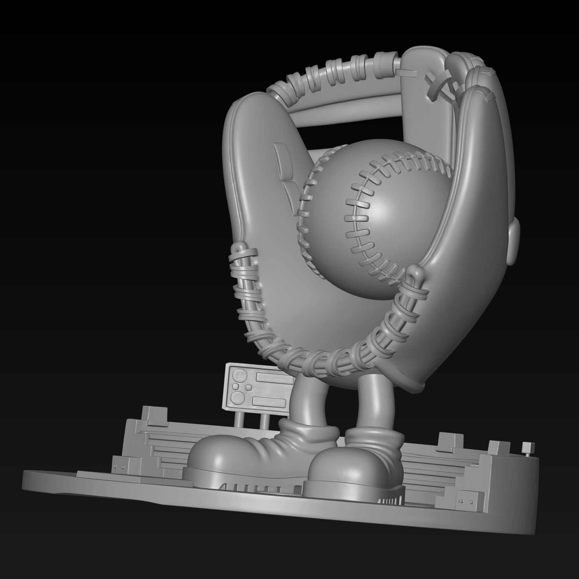 Baseball Stadium Character 3D Print Model Cute Sports Mascot 3D Model