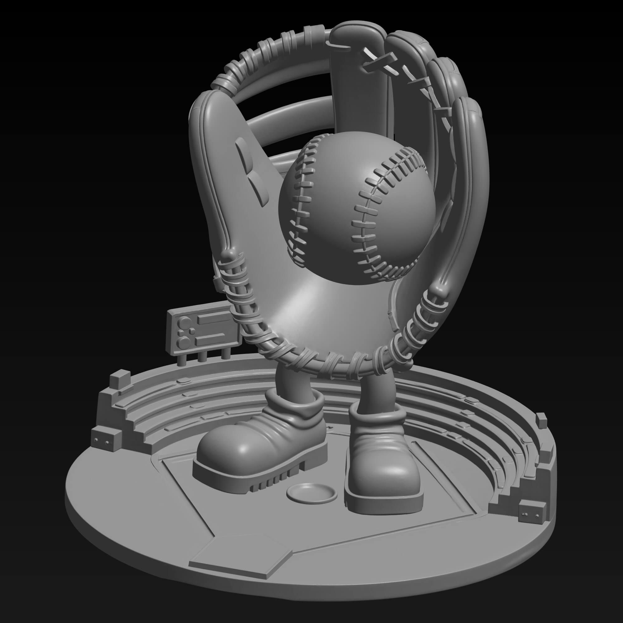 Baseball Stadium Character 3D Print Model Cute Sports Mascot 3D Model