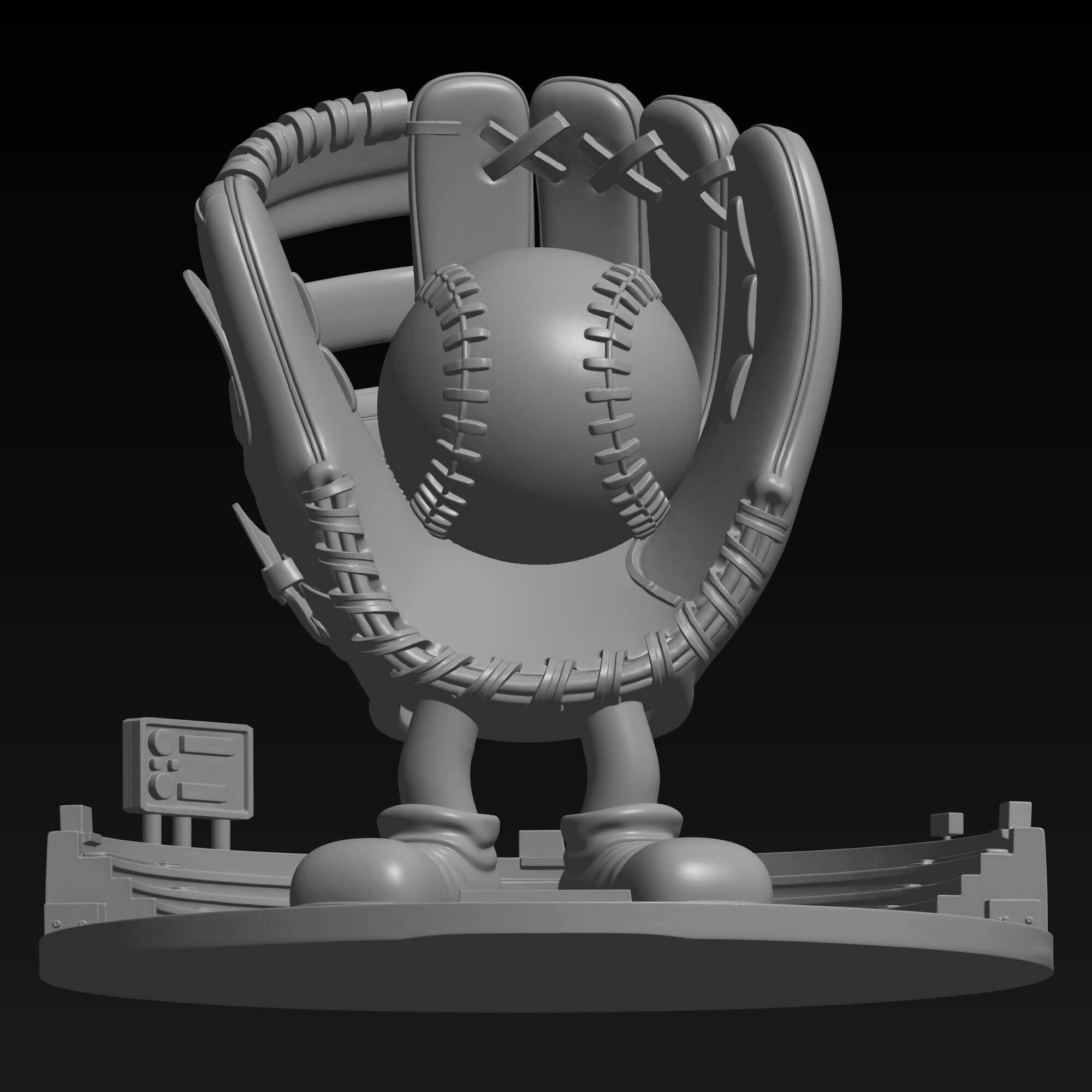 Baseball Stadium Character 3D Print Model Cute Sports Mascot 3D Model