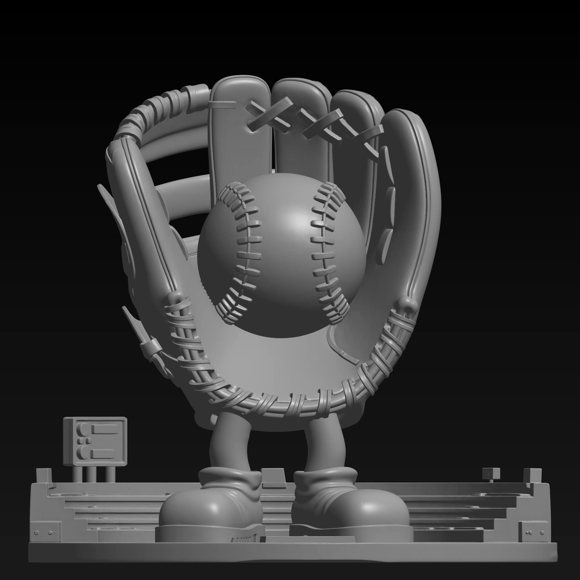Baseball Stadium Character 3D Print Model Cute Sports Mascot 3D Model