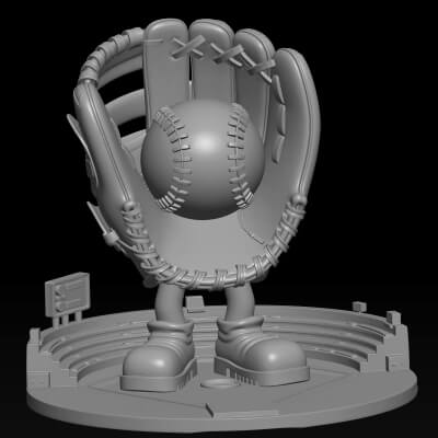 Baseball Stadium Character 3D Print Model Cute Sports Mascot