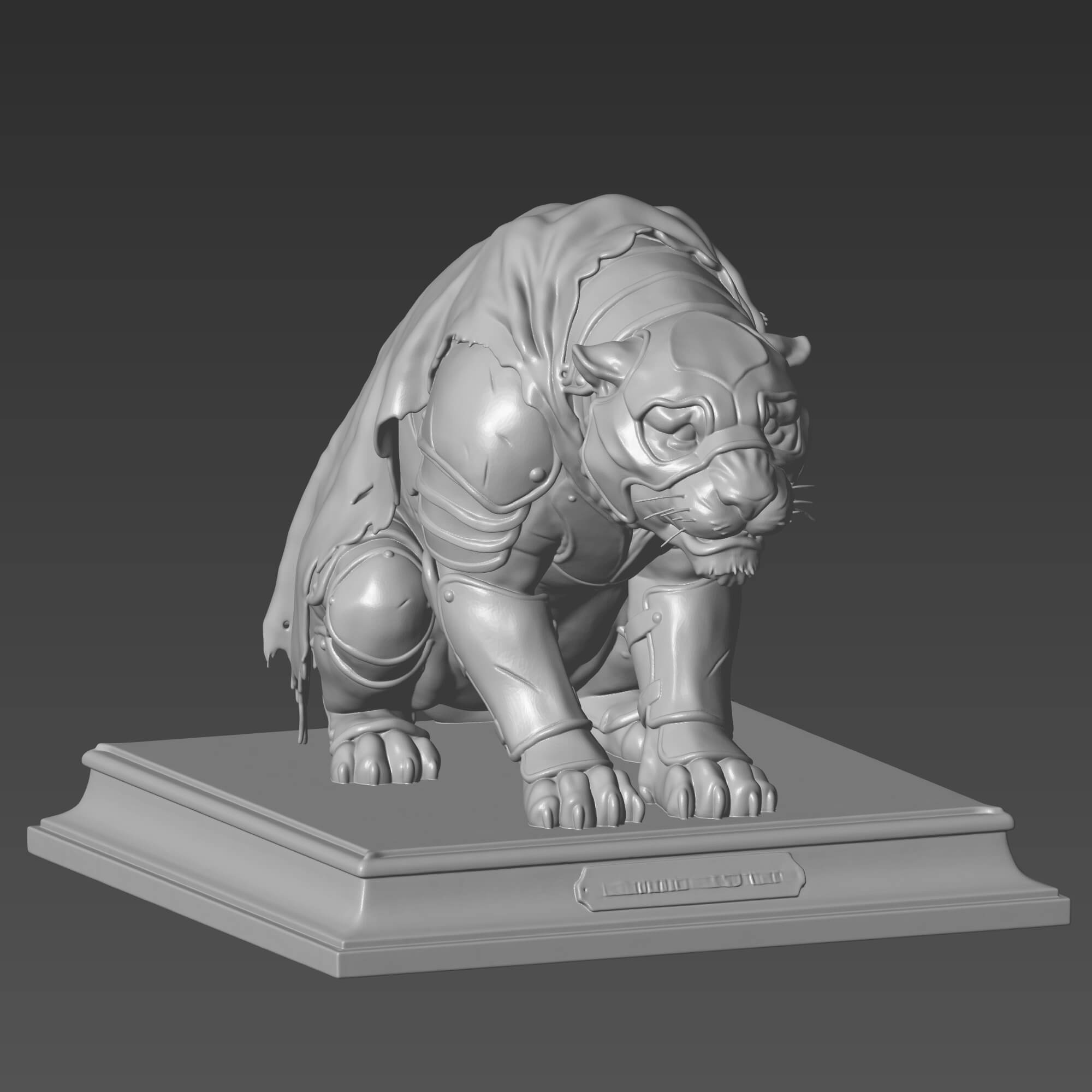 Battle Cat STL File He-Man Cringer Tiger Statue 3D Model