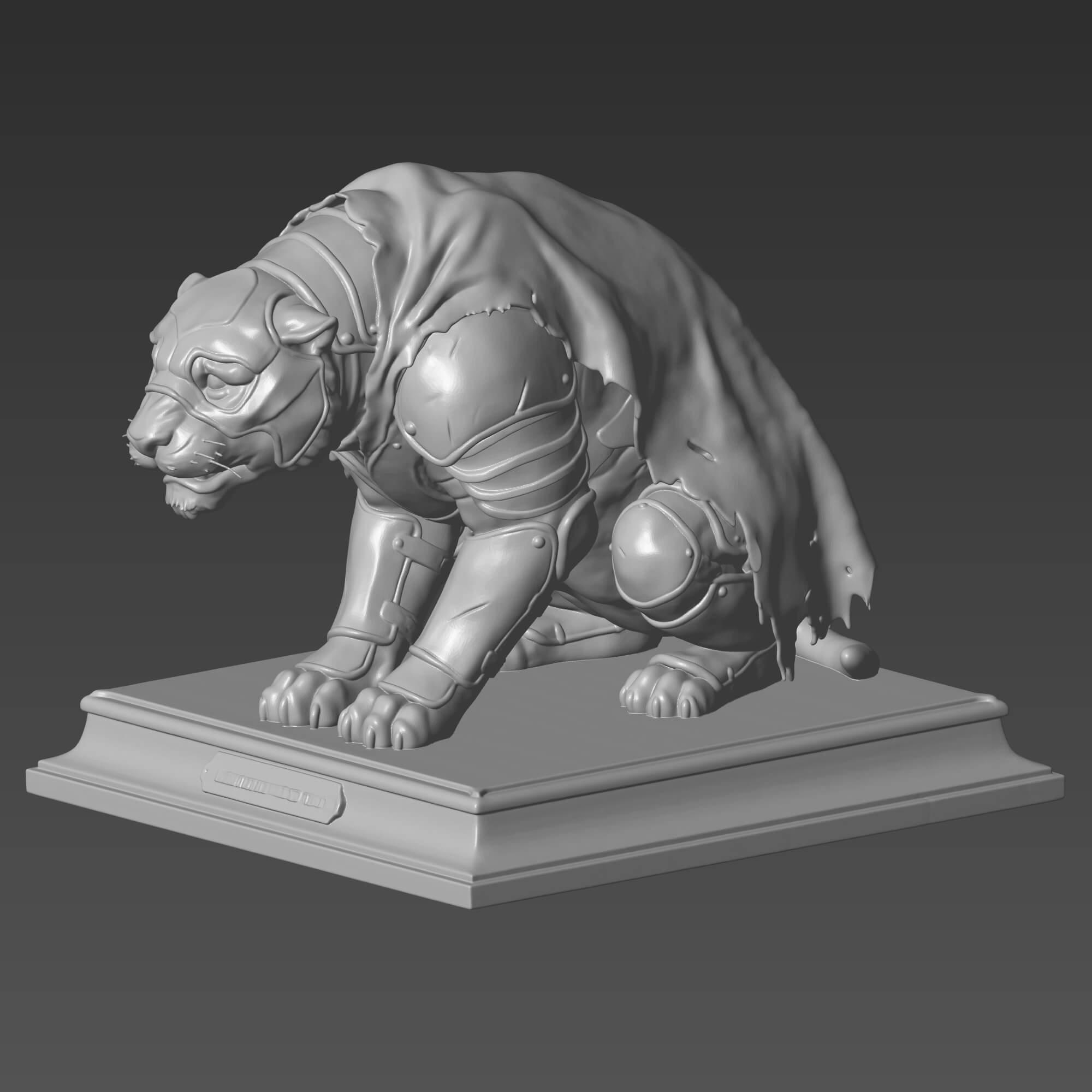 Battle Cat STL File He-Man Cringer Tiger Statue 3D Model