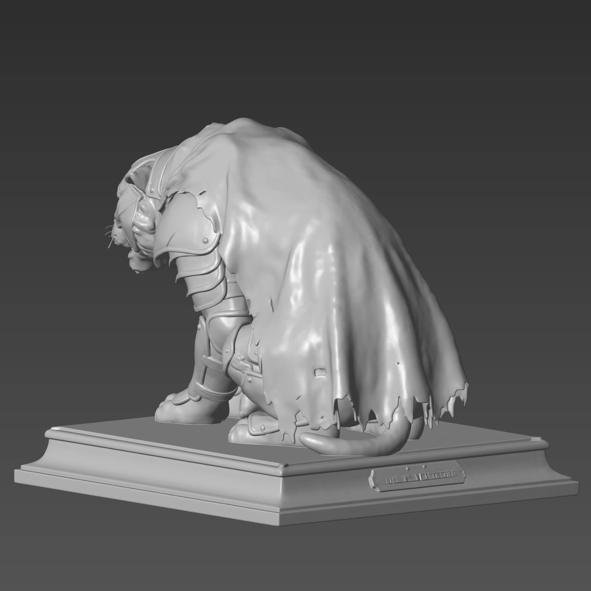 Battle Cat STL File He-Man Cringer Tiger Statue 3D Model
